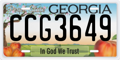 GA license plate CCG3649