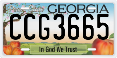 GA license plate CCG3665