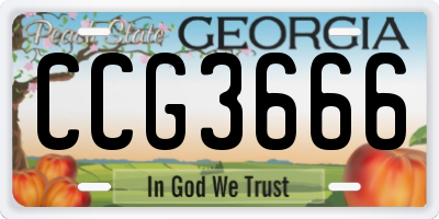 GA license plate CCG3666