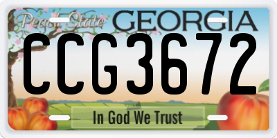 GA license plate CCG3672