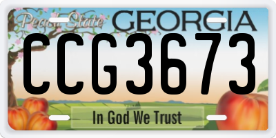 GA license plate CCG3673