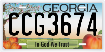 GA license plate CCG3674