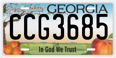 GA license plate CCG3685