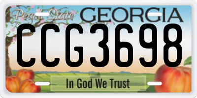 GA license plate CCG3698