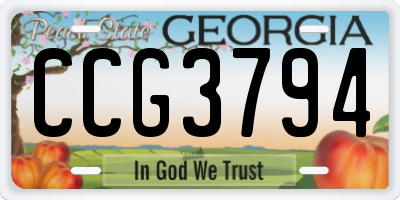 GA license plate CCG3794
