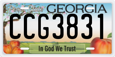 GA license plate CCG3831