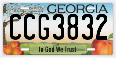 GA license plate CCG3832