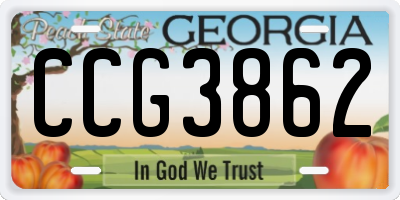 GA license plate CCG3862