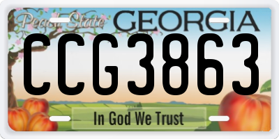 GA license plate CCG3863