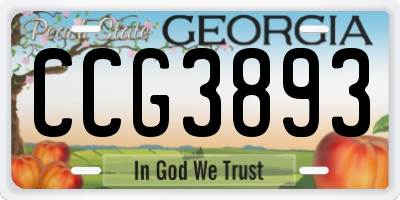 GA license plate CCG3893