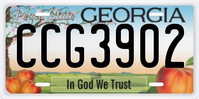 GA license plate CCG3902