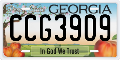 GA license plate CCG3909