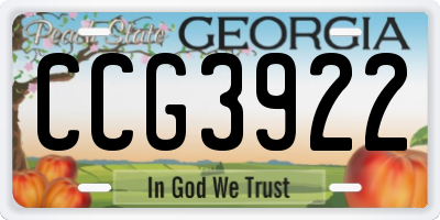 GA license plate CCG3922