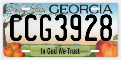 GA license plate CCG3928