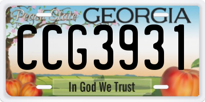 GA license plate CCG3931