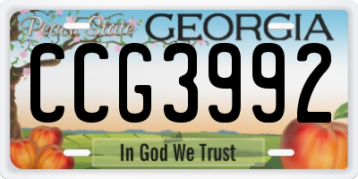 GA license plate CCG3992