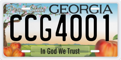 GA license plate CCG4001