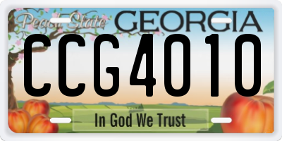 GA license plate CCG4010