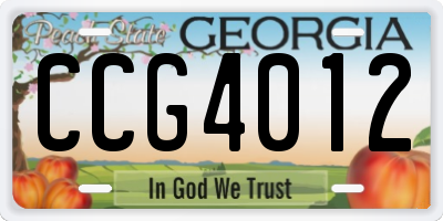 GA license plate CCG4012