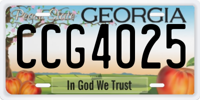 GA license plate CCG4025