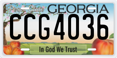 GA license plate CCG4036