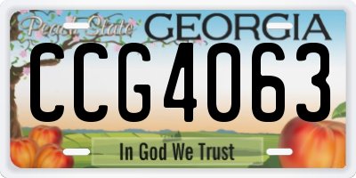 GA license plate CCG4063