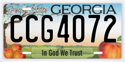 GA license plate CCG4072
