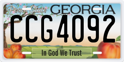 GA license plate CCG4092