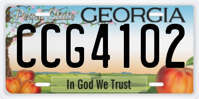 GA license plate CCG4102