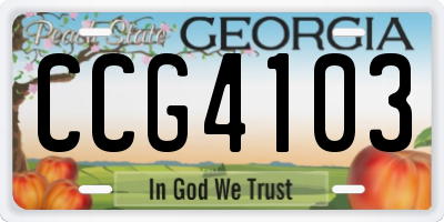GA license plate CCG4103