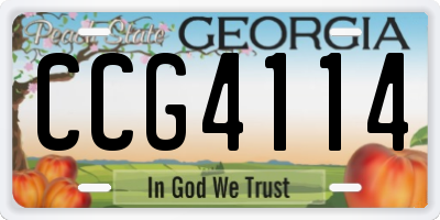 GA license plate CCG4114