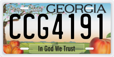 GA license plate CCG4191