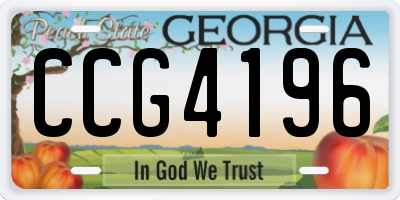 GA license plate CCG4196