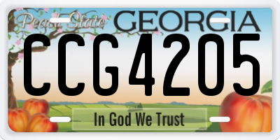 GA license plate CCG4205