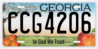 GA license plate CCG4206