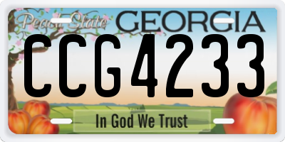 GA license plate CCG4233