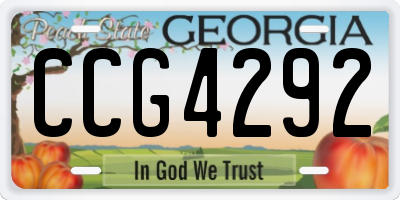 GA license plate CCG4292