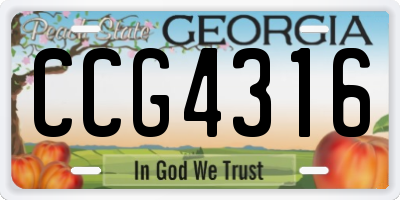 GA license plate CCG4316