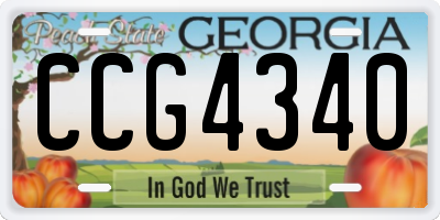 GA license plate CCG4340