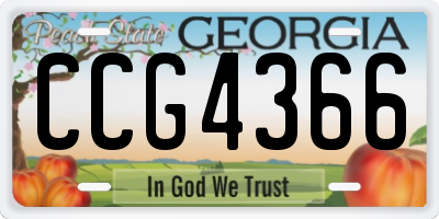 GA license plate CCG4366