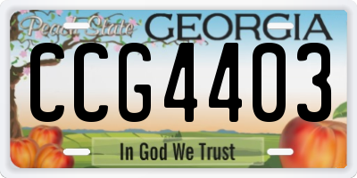 GA license plate CCG4403