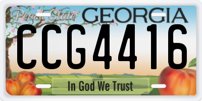 GA license plate CCG4416