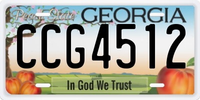 GA license plate CCG4512