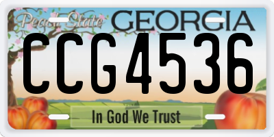 GA license plate CCG4536