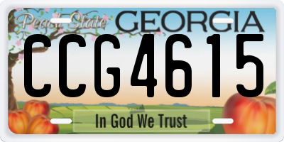 GA license plate CCG4615
