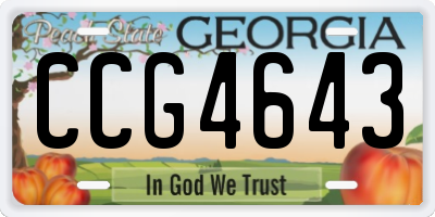 GA license plate CCG4643