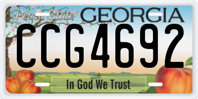 GA license plate CCG4692