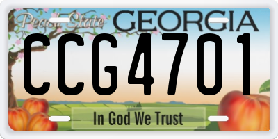 GA license plate CCG4701