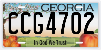 GA license plate CCG4702