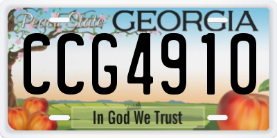 GA license plate CCG4910